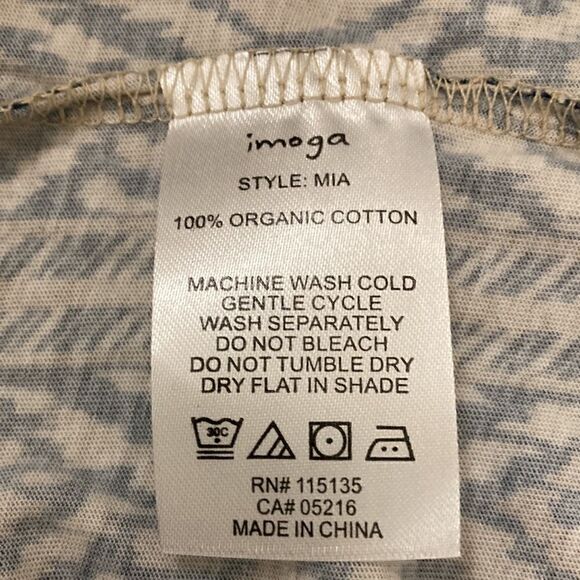 Imoga Pima NWT Organic Cotton Midi Shift Dress in Tan/Navy Ikat Print. Size 12. - Picture 7 of 7